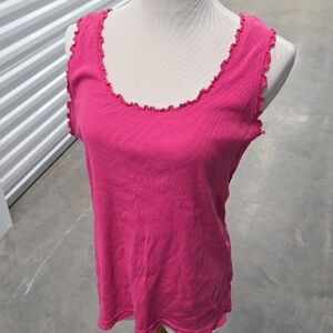 Fashion Bug Hot Pink Ruffle-Trim Tank